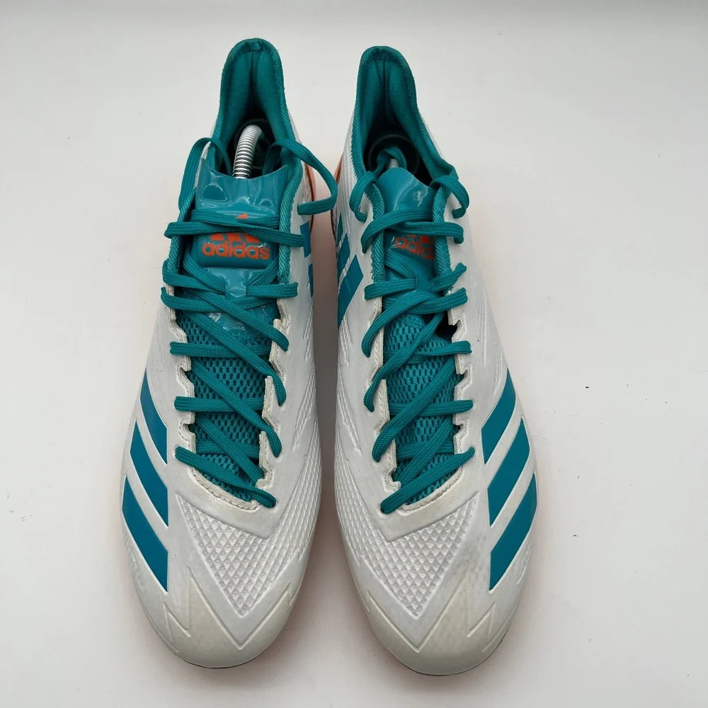 Adidas Adizero Football Cleats Mens White Teal Orange Metallic Chrome Low Top 14